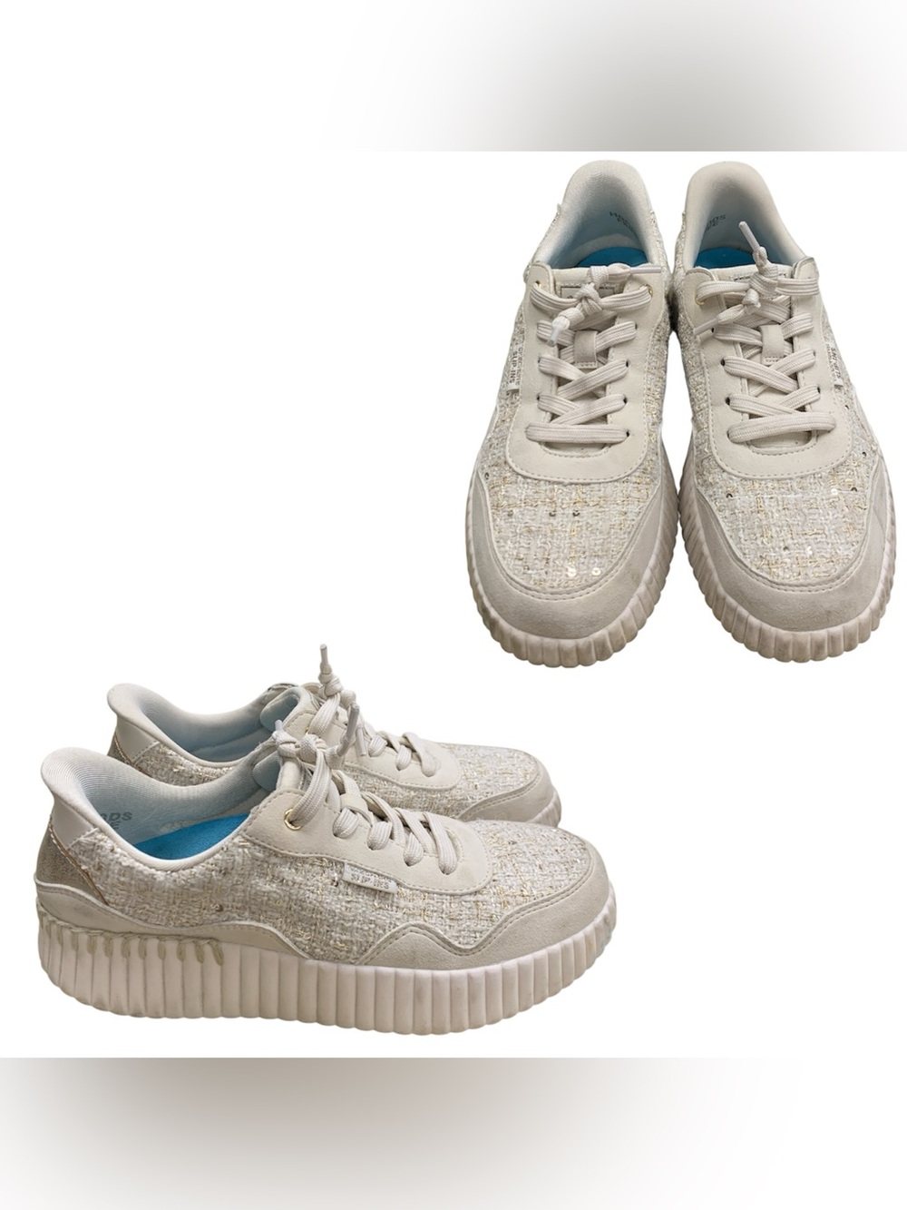 Aetrex Cream Tweed Platform Sneakers S7